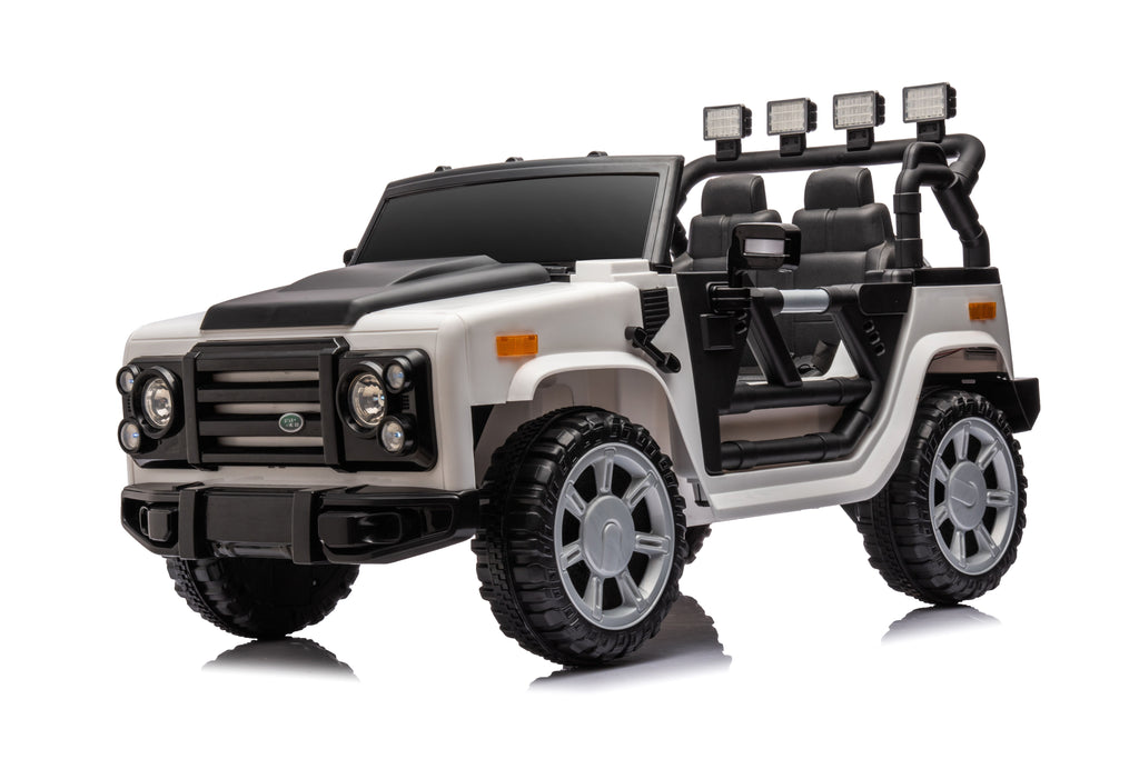 Yeah Depot - 12v7a 30w*2 Four-wheel drive leather seat one button start,forward and backward, high and low speed, music, front light, power display, two doors can open, 2.4G R/C, seat belt four wheel absorber