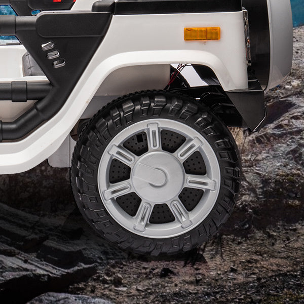 Yeah Depot - 12v7a 30w*2 Four-wheel drive leather seat one button start,forward and backward, high and low speed, music, front light, power display, two doors can open, 2.4G R/C, seat belt four wheel absorber