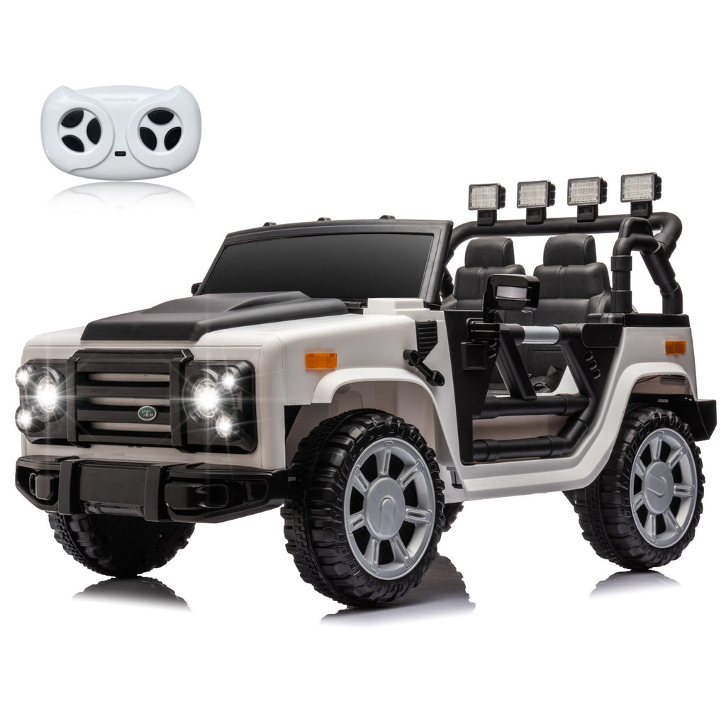 Yeah Depot - 12v7a 30w*2 Four-wheel drive leather seat one button start,forward and backward, high and low speed, music, front light, power display, two doors can open, 2.4G R/C, seat belt four wheel absorber