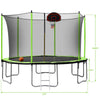Yeah Depot - 15FT Trampoline with Basketball Hoop Inflator and Ladder(Inner Safety Enclosure) Green