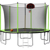 Yeah Depot - 14FT Trampoline with Basketball Hoop Inflator and Ladder(Inner Safety Enclosure) Green