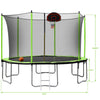 Yeah Depot - 14FT Trampoline with Basketball Hoop Inflator and Ladder(Inner Safety Enclosure) Green