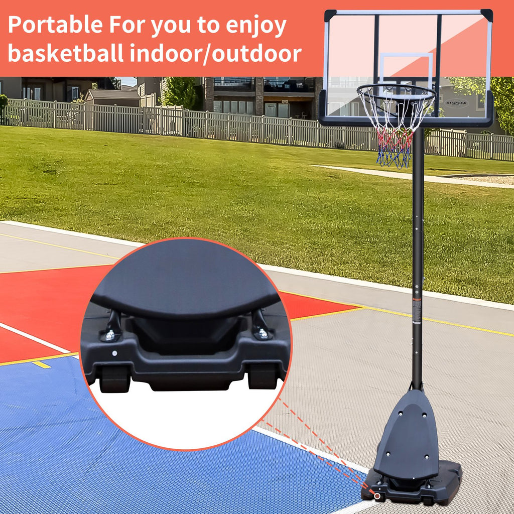 Yeah Depot - Height Adjustable 7.5 to 10ft Basketball Hoop 44 Inch Backboard Portable Basketball Goal System with Stable Base and Wheels, use for Outdoor