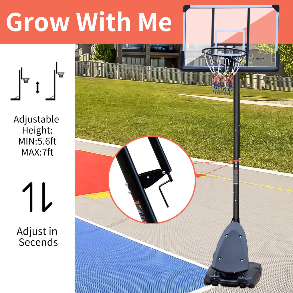 Yeah Depot - Height Adjustable 7.5 to 10ft Basketball Hoop 44 Inch Backboard Portable Basketball Goal System with Stable Base and Wheels, use for Outdoor
