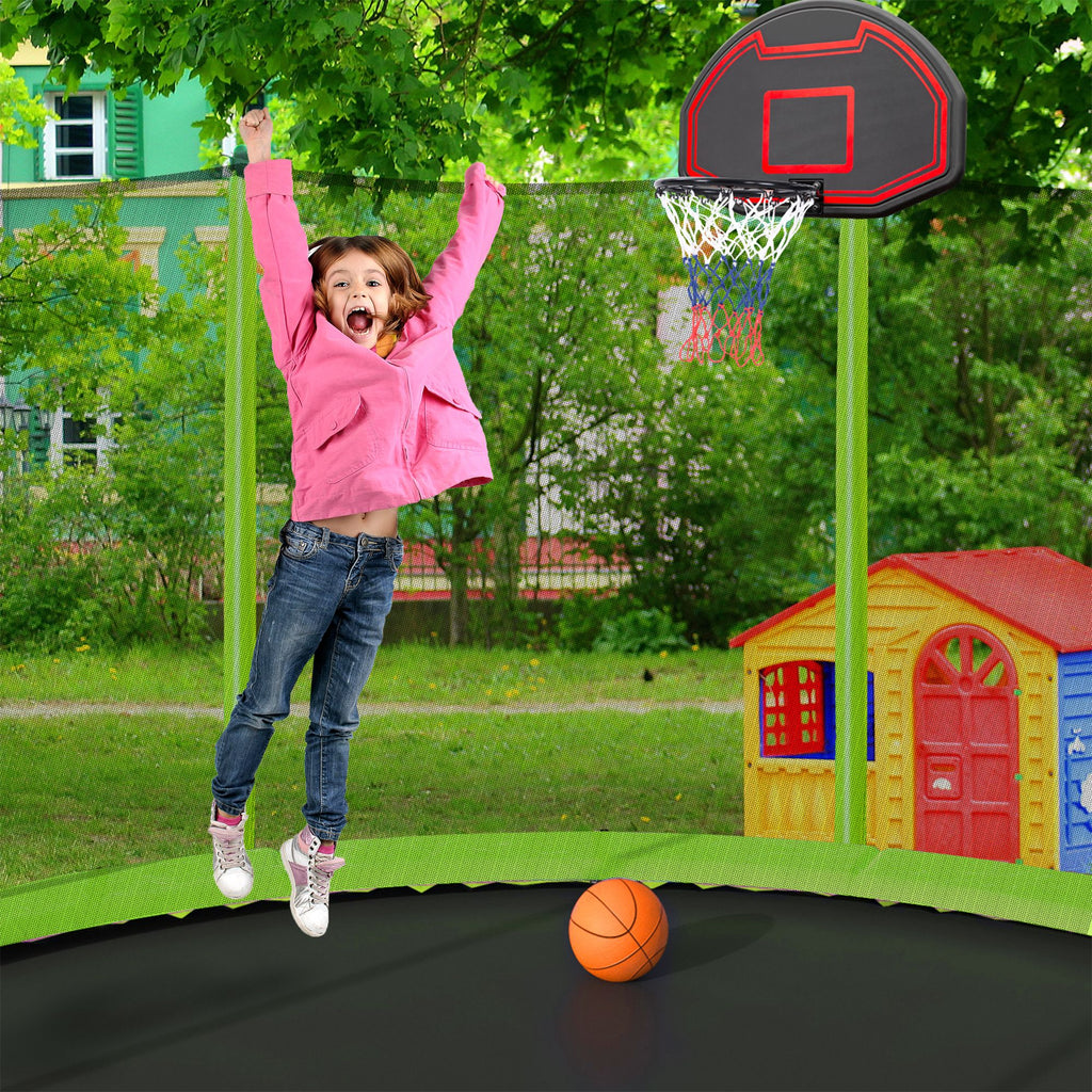 Yeah Depot - 16FT Trampoline with Basketball Hoop pump and Ladder(Inner Safety Enclosure) with soccer goal Green
