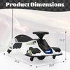 Yeah Depot - 12V Kids Ride-On Drifting Car, Electric Go Kart w/ MP3, USB, LED Lights, High-Low Speed, Power Display, Protector, Battery Powered Racing Vehicle Toy Gift for Children, 8-12 Years Old, White