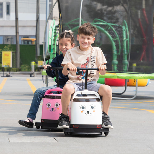 Yeah Depot - 12V Kids Ride On Box, Electric Box Car with High-Low Speeds, Variable Speed Throttle, MP3, USB, Storage, Battery Powered Toy Gift for 8-12 Years Old, White + Black
