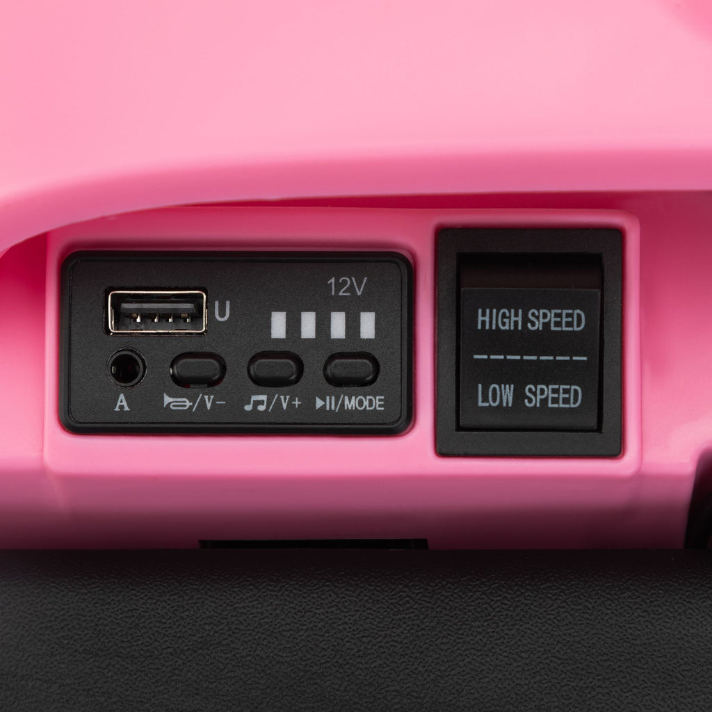 Yeah Depot - 12V Kids Ride On Box, Electric Box Car with High-Low Speeds, Variable Speed Throttle, MP3, USB, Storage, Battery Powered Toy Gift for 8-12 Years Old, Pink + Black