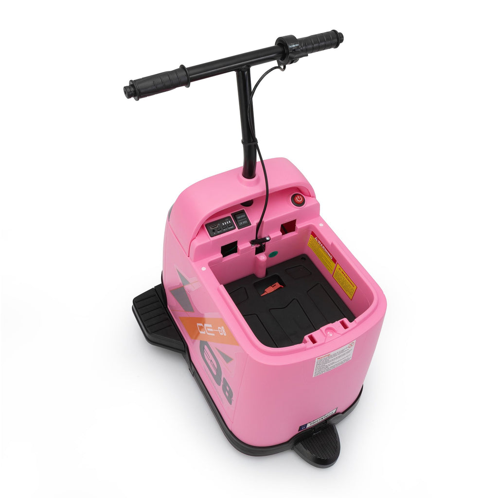 Yeah Depot - 12V Kids Ride On Box, Electric Box Car with High-Low Speeds, Variable Speed Throttle, MP3, USB, Storage, Battery Powered Toy Gift for 8-12 Years Old, Pink + Black