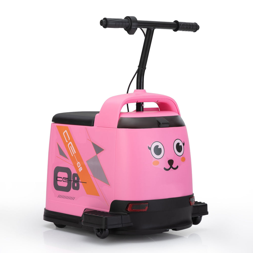 Yeah Depot - 12V Kids Ride On Box, Electric Box Car with High-Low Speeds, Variable Speed Throttle, MP3, USB, Storage, Battery Powered Toy Gift for 8-12 Years Old, Pink + Black
