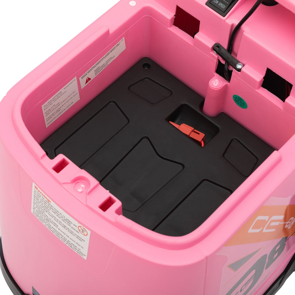 Yeah Depot - 12V Kids Ride On Box, Electric Box Car with High-Low Speeds, Variable Speed Throttle, MP3, USB, Storage, Battery Powered Toy Gift for 8-12 Years Old, Pink + Black