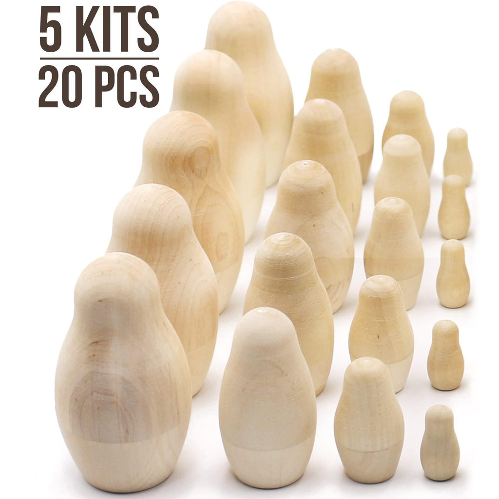Aevvv - Blank Nesting Dolls Lot of 5 Sets by 4 pcs Blank Matryoshka Dolls for DIY Ideas