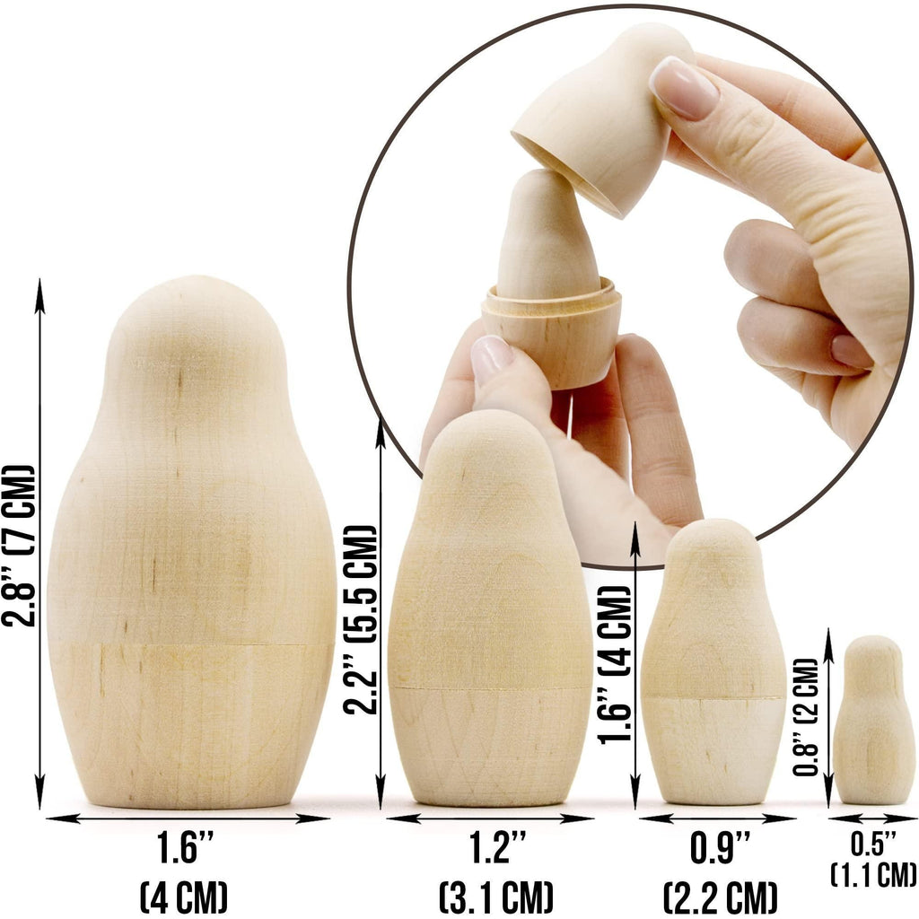Aevvv - Blank Nesting Dolls Lot of 5 Sets by 4 pcs Blank Matryoshka Dolls for DIY Ideas