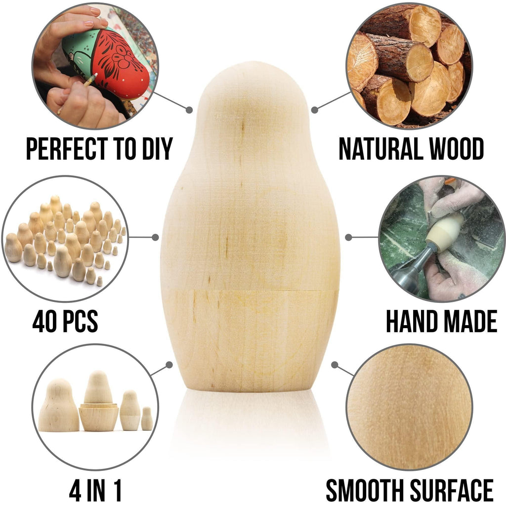 Aevvv - Blank Nesting Dolls Lot of 5 Sets by 4 pcs Blank Matryoshka Dolls for DIY Ideas