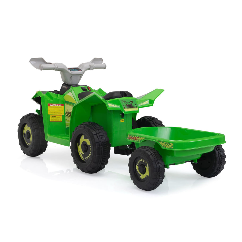 Yeah Depot - 6V Kids Electric ATV, Toddler Ride on Car with Trailer, Music, Bluetooth and Power Display for Boys and Girls, Green
