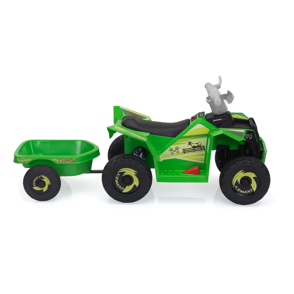 Yeah Depot - 6V Kids Electric ATV, Toddler Ride on Car with Trailer, Music, Bluetooth and Power Display for Boys and Girls, Green