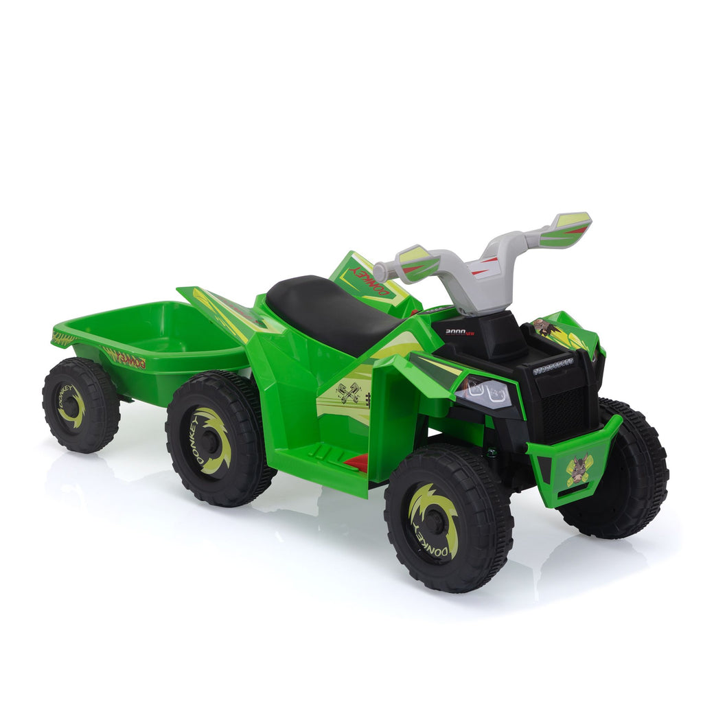 Yeah Depot - 6V Kids Electric ATV, Toddler Ride on Car with Trailer, Music, Bluetooth and Power Display for Boys and Girls, Green