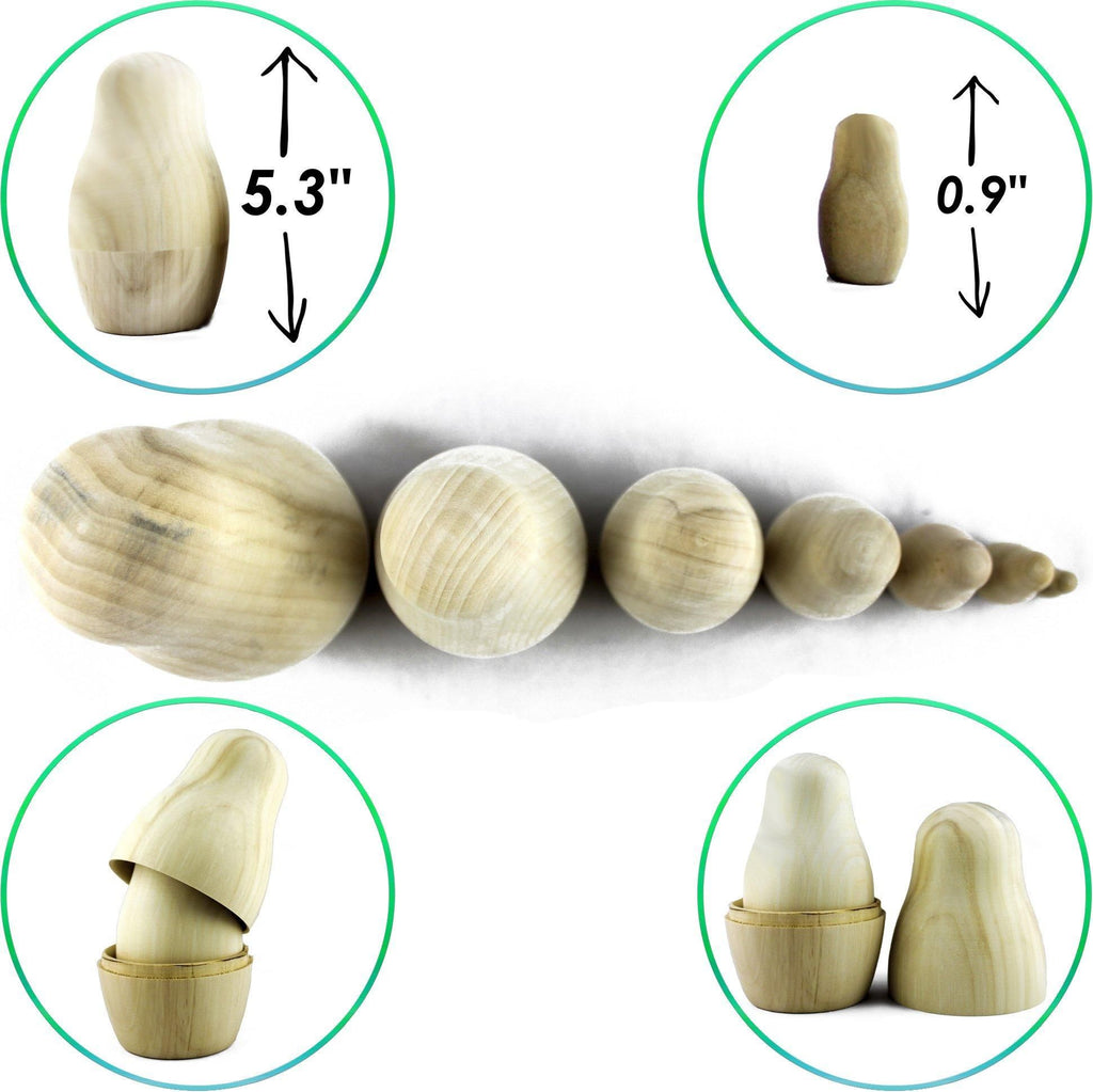 Matryoshka&Handicraft - Unpainted Nesting Dolls DIY 7 Pcs Matryoshka Nesting Dolls Blank DIY Unfinished