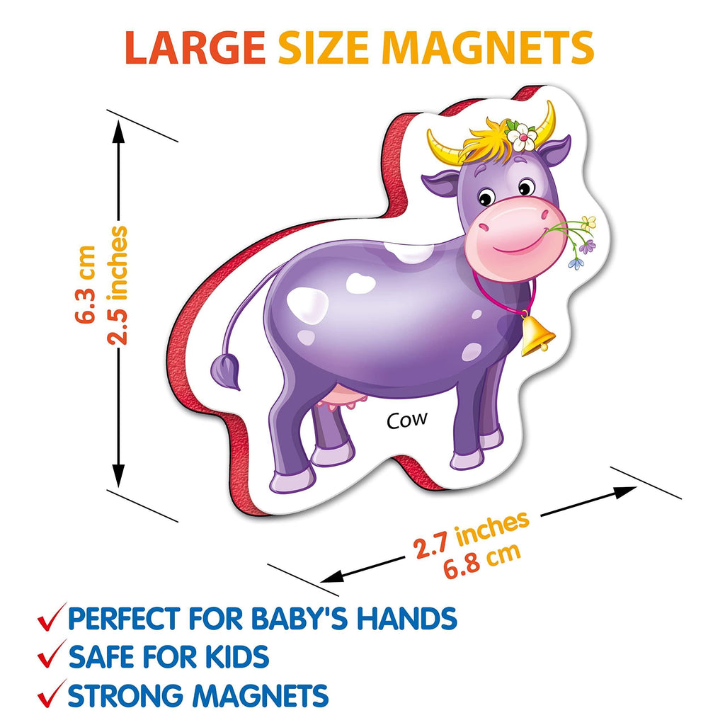 Little World - 27 Foam Fridge Magnets for Toddlers 3 years Farm Animals Magnets for Kids