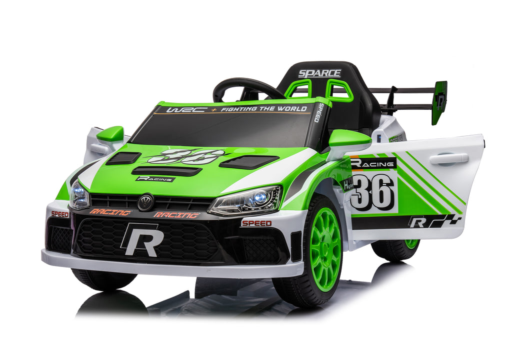 Yeah Depot - 12V4A 20W*2 one button start, forward and backward, high and low speed, music, front light, power display, two doors can open, 2.4G R/C, seat belt four wheel absorber KIDS RIDE ON CAR
