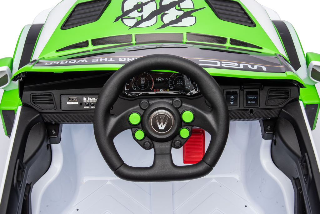 Yeah Depot - 12V4A 20W*2 one button start, forward and backward, high and low speed, music, front light, power display, two doors can open, 2.4G R/C, seat belt four wheel absorber KIDS RIDE ON CAR