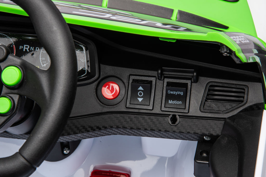 Yeah Depot - 12V4A 20W*2 one button start, forward and backward, high and low speed, music, front light, power display, two doors can open, 2.4G R/C, seat belt four wheel absorber KIDS RIDE ON CAR