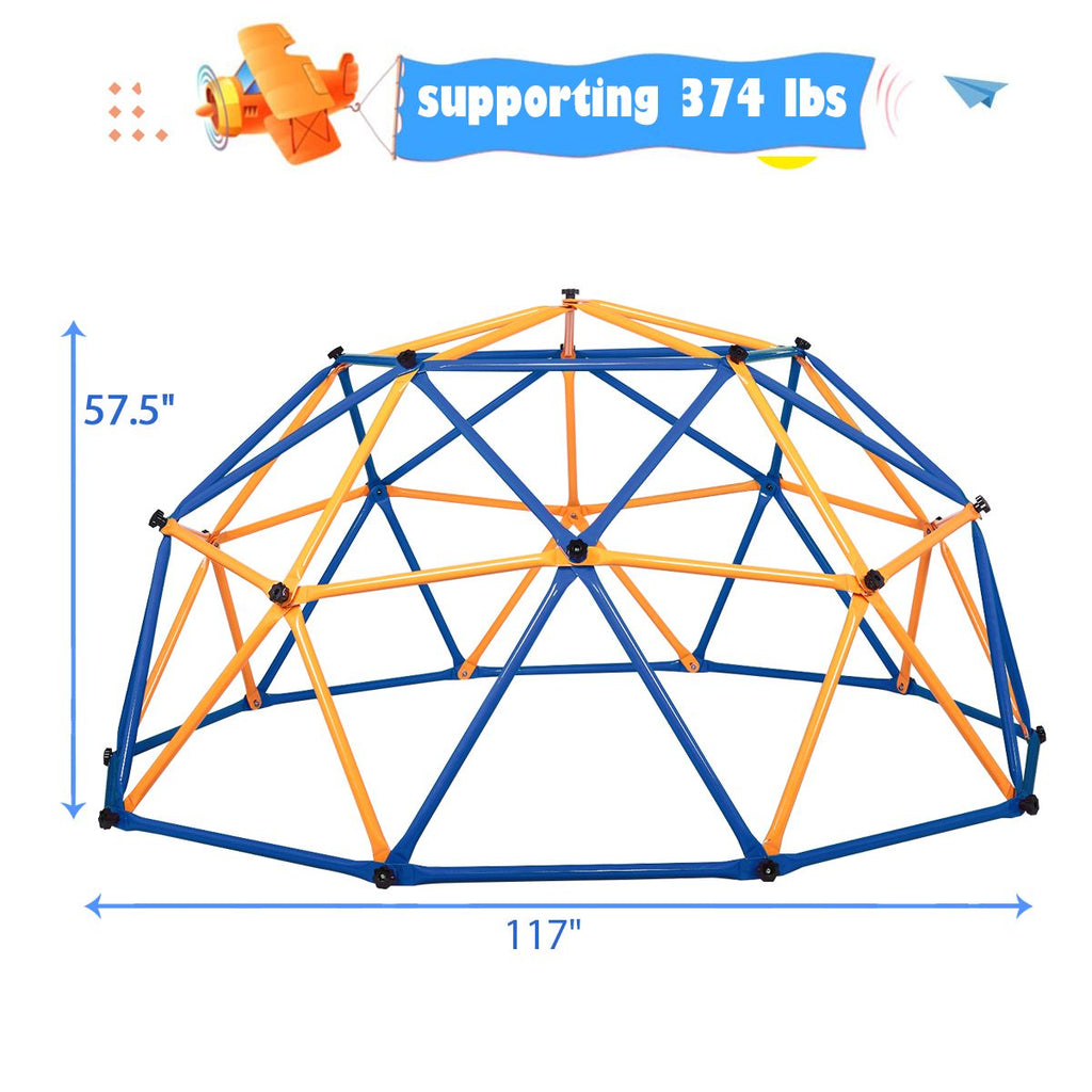 Yeah Depot - Outdoor Dome Climber, Monkey Bars Climbing Tower, Jungle Gym Playground for Kids Aged 3-10, Blue & Yellow