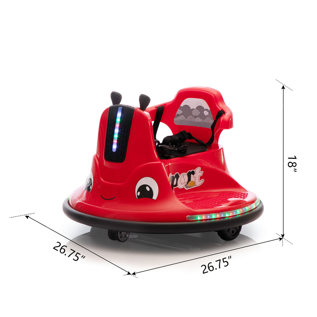Yeah Depot - 12V Snail-Shaped Kids Electric Bumper Car with Remote Control, Ride On Car with LED Lights, Music, 360 Degree Rotate, Toddler Race Toys, 3-8 Years Old