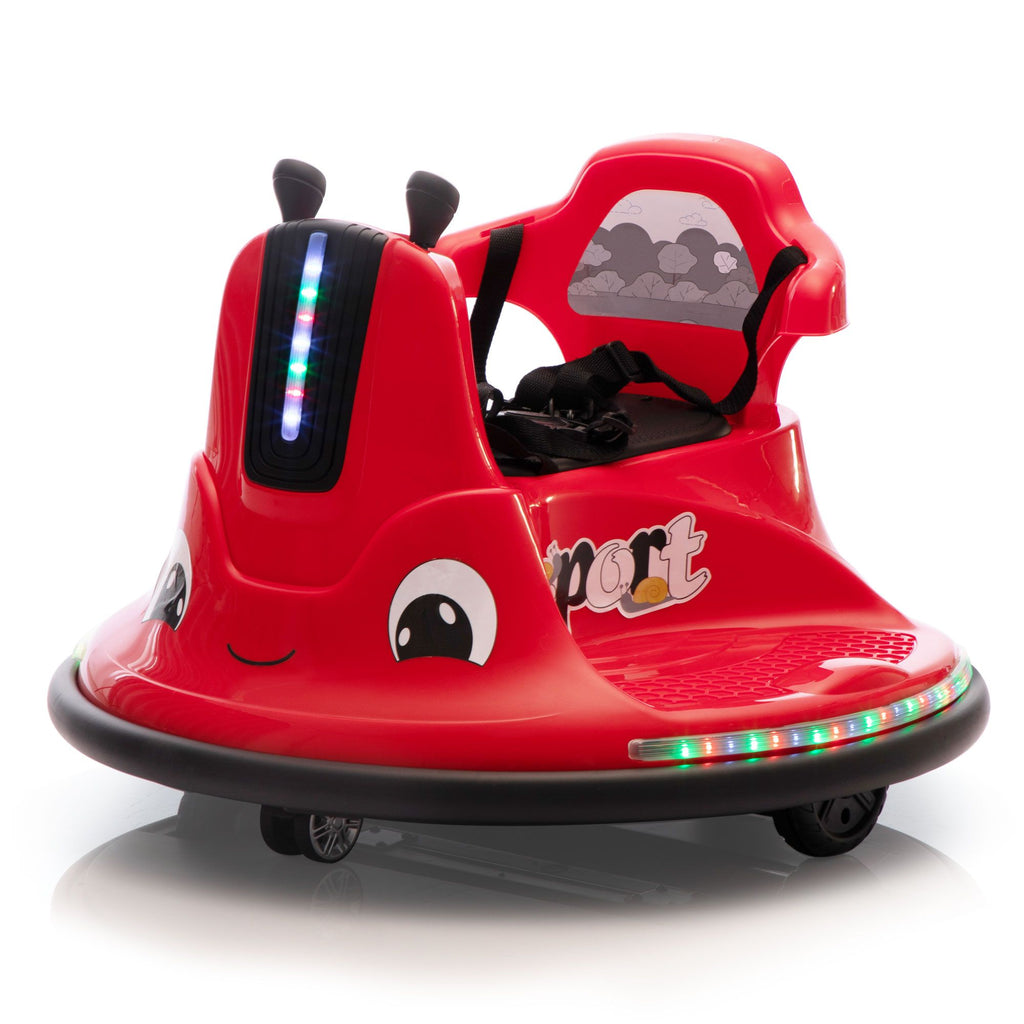 Yeah Depot - 12V Snail-Shaped Kids Electric Bumper Car with Remote Control, Ride On Car with LED Lights, Music, 360 Degree Rotate, Toddler Race Toys, 3-8 Years Old