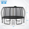 Yeah Depot - 16FT Trampoline for Kids with Upgraded ArcPole and Composite TopLoop for Safety Enclosure, Plus Basketball Board and 12 Ground Stakes, Outdoor Recreational Playset Balance Physical Training Trampoline