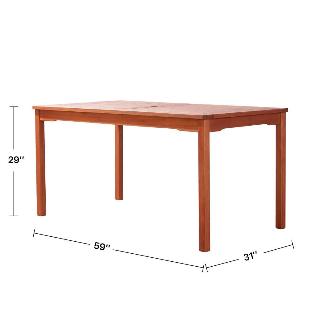 Yeah Depot - Caladesi Reddish Brown Rectangular Coastal Wood Patio Dining Table for 6 Seaters
