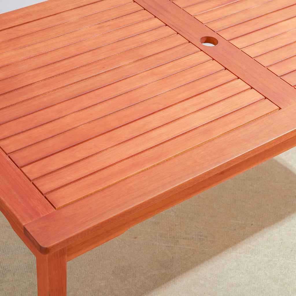 Yeah Depot - Caladesi Reddish Brown Rectangular Coastal Wood Patio Dining Table for 6 Seaters