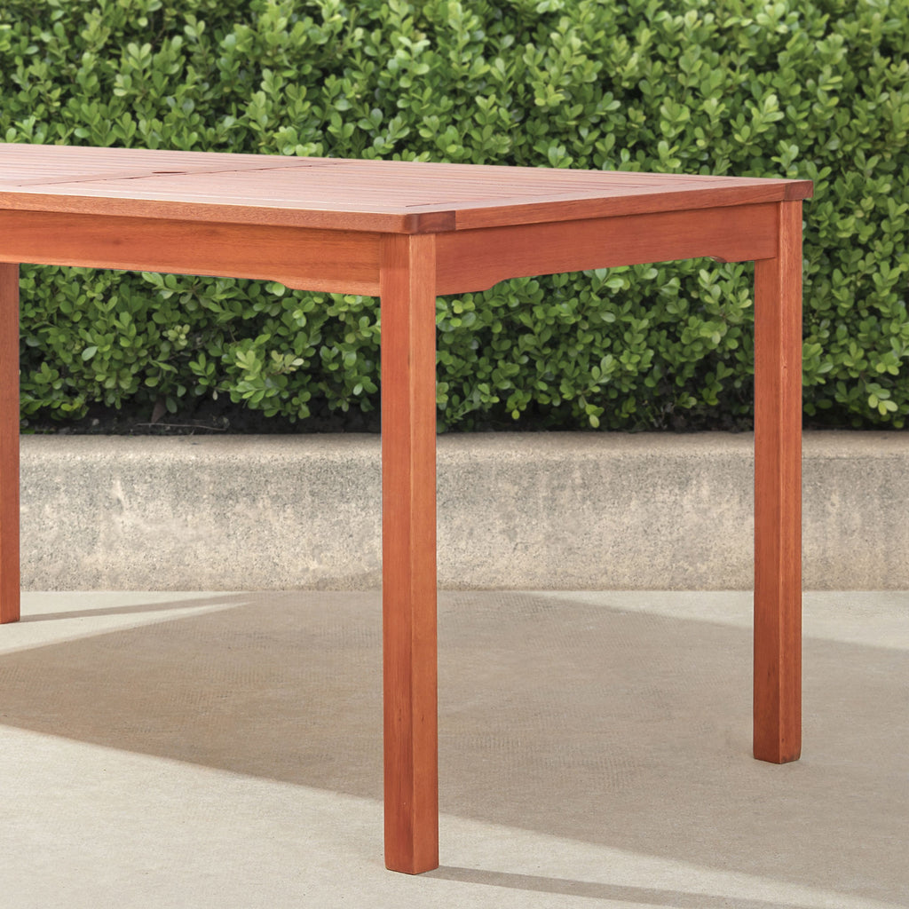 Yeah Depot - Caladesi Reddish Brown Rectangular Coastal Wood Patio Dining Table for 6 Seaters