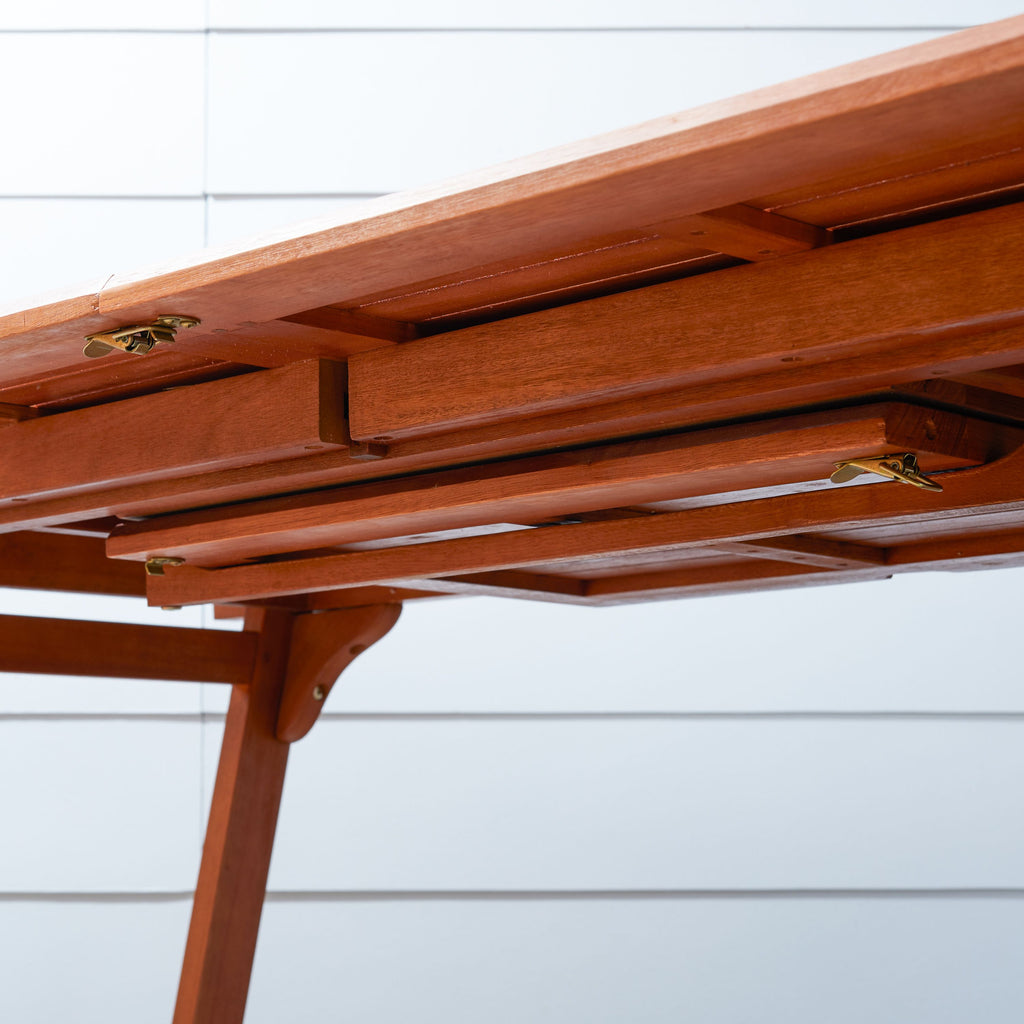 Yeah Depot - Carlton Reddish Brown Tropical Wood Patio Dining Table with Folding Extension