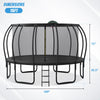 Yeah Depot - 15FT Trampoline for Kids with Upgraded ArcPole and Composite TopLoop for Safety Enclosure, Plus Basketball Board and 12 Ground Stakes, Outdoor Recreational Playset Balance Physical Training Trampoline