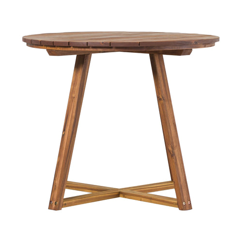 Yeah Depot - Contemporary Solid Wood Slat-Top Round Patio Dining Table â€“ Black Wash