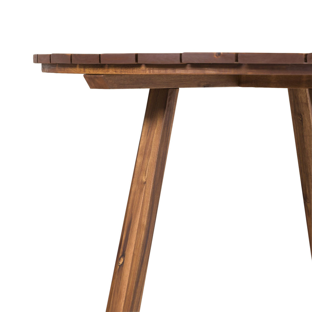Yeah Depot - Contemporary Solid Wood Slat-Top Round Patio Dining Table â€“ Black Wash
