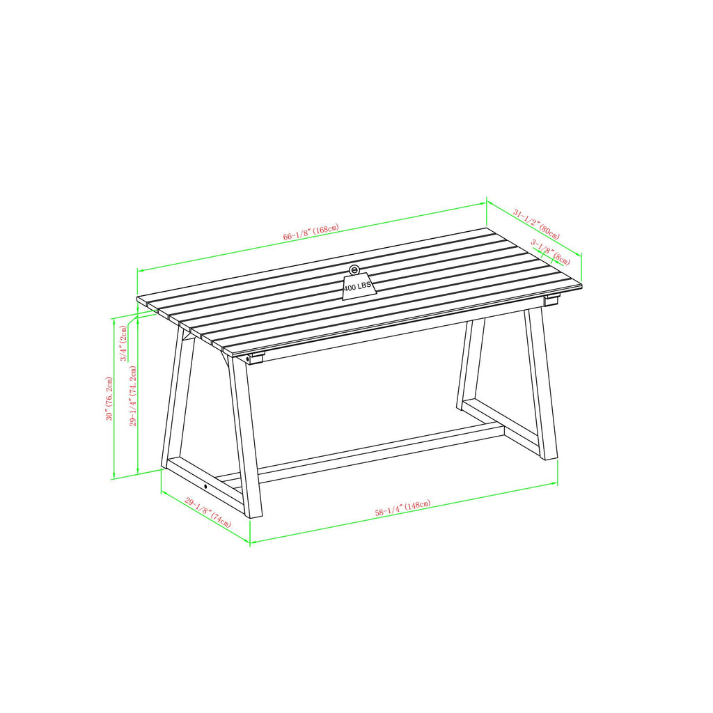 Yeah Depot - Contemporary Solid Wood Slat-Top Patio Dining Table â€“ Natural