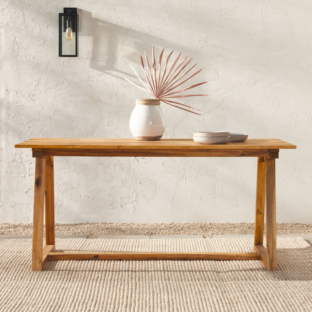 Yeah Depot - Contemporary Solid Wood Slat-Top Patio Dining Table â€“ Natural