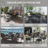 Yeah Depot - Outsunny Rectangle Outdoor Dining Table for 6 People, Steel Rectangular Patio Table with Umbrella Hole, Steel Frame for Garden, Balcony, Black