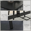 Yeah Depot - Outsunny Rectangle Outdoor Dining Table for 6 People, Steel Rectangular Patio Table with Umbrella Hole, Steel Frame for Garden, Balcony, Black