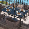 Yeah Depot - Outsunny Rectangle Outdoor Dining Table for 6 People, Steel Rectangular Patio Table with Umbrella Hole, Steel Frame for Garden, Balcony, Black
