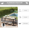 Yeah Depot - Outsunny 75'' x 35'' Outdoor Dining Table for 8 People, Rectangular Aluminum Frame Garden Table with All-Weather Faux Wood Top for Garden, Lawn, Patio, Natural