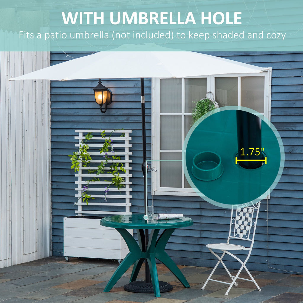 Yeah Depot - Outsunny 36.25'' Dia Round Plastic Patio Table with Umbrella Hole, Outdoor Bistro Dining Table, for Bar, Garden, Backyard, Poolside, Yard, Green