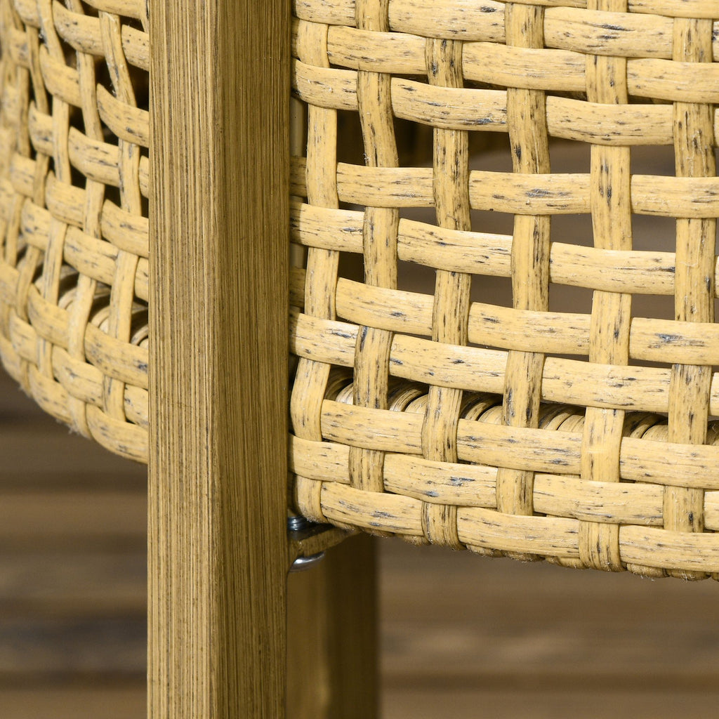 Yeah Depot - Outsunny 2 Piece Wicker Patio Table Set, PE Rattan End Table Set, Outdoor Round Coffee Table Set, Multi-Functional, Slatted Metal Top, Brown