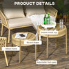 Yeah Depot - Outsunny 2 Piece Wicker Patio Table Set, PE Rattan End Table Set, Outdoor Round Coffee Table Set, Multi-Functional, Slatted Metal Top, Brown
