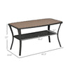 Yeah Depot - Outsunny Patio PE Rattan Coffee Table with Storage Shelf, Hand-Woven Wicker Outdoor Side Table, 2-Layer Storage Table with Wood-plastic Composite Top, for Garden, Porch, Backyard, Mixed Brown