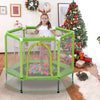 Yeah Depot - 55'' Toddlers Trampoline with Safety Enclosure Net and Balls, Indoor Outdoor Mini Trampoline for Kids