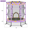 Yeah Depot - 55 Inch Kids Trampoline with Safety Enclosure Net, 4.5FT Outdoor Indoor Trampoline for Kids (Purple)