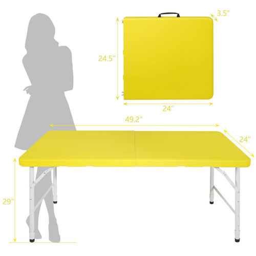 Yeah Depot - 4ft Yellow Portable Folding Table Indoor&Outdoor Maximum Weight 135KG Foldable Table for Camping